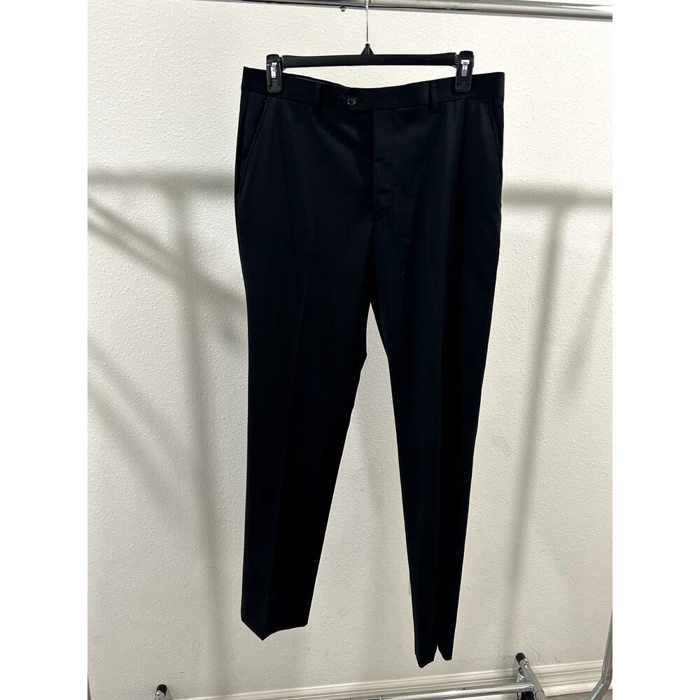 Tommy Hilfiger Mens Dress Pants Black Size 36W x 34L Wool Blend Zipper